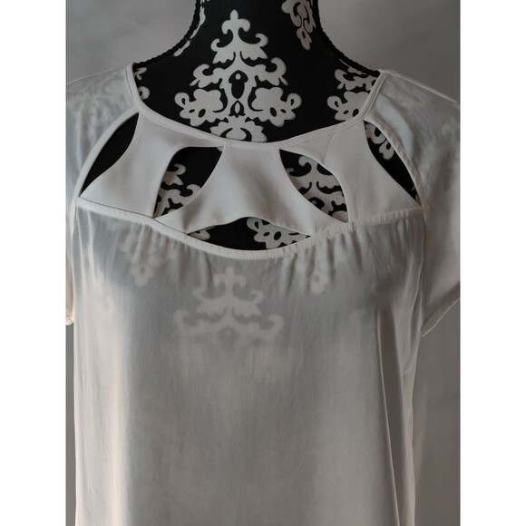 Ro & De Sheer Cut Out White Short Sleeve Top Women's Size Small - Picture 2 of 12